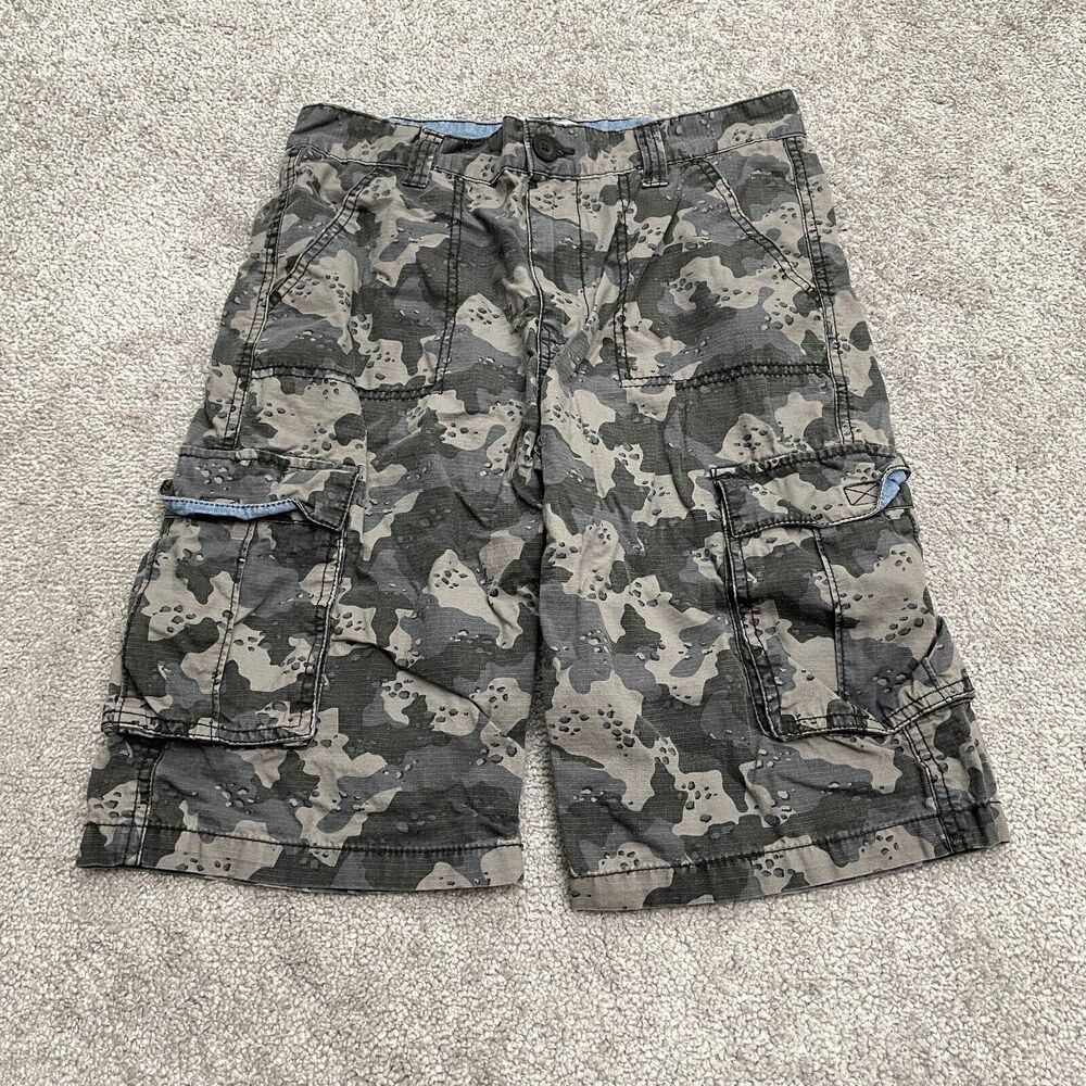 Levi's Camo Cargo Shorts Boys Kids 16 Gray Camouflage Cotton Casual Outdoor